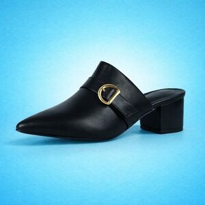 New Women's Perphy Pointed Toe Slip-on Chunky Heel Mules, size 8